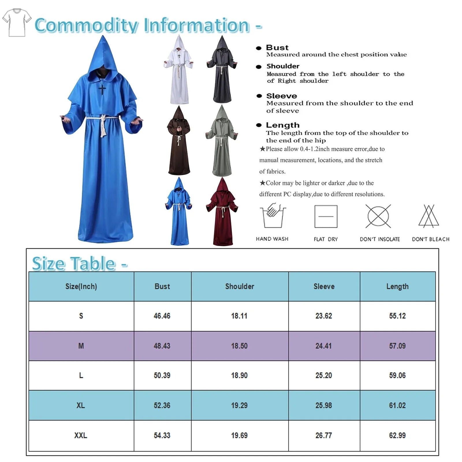 Monk Clothing Ancient Costume Medieval Monk Robe Wizard Clothing Priest Clothing Halloween Cos Costume