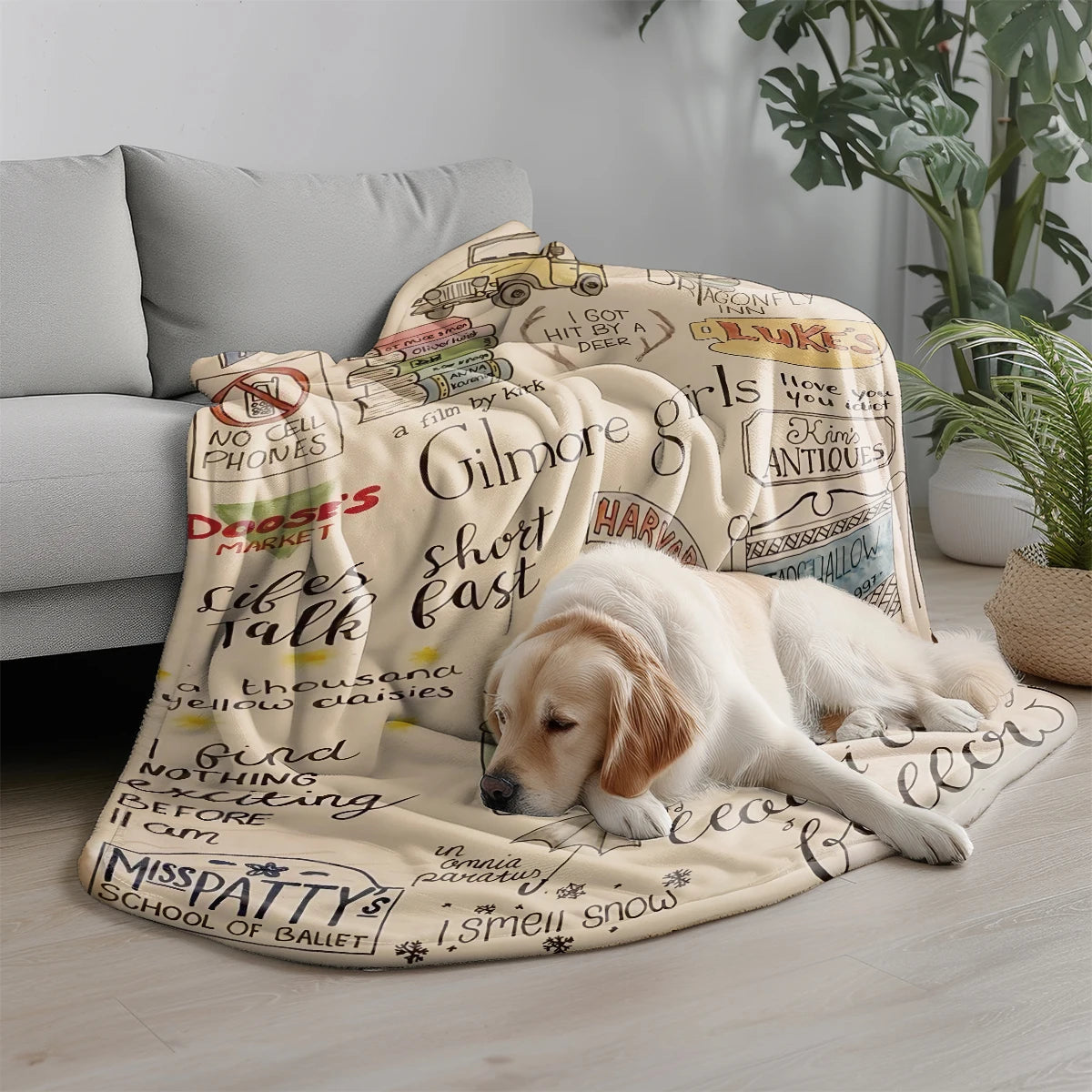 1PC Gilmore Girls Pattern Flannel Blanket, Soft, Skin-Friendly, Warm, Machine Washable, Suit for Sofa, Bed,Office,Travel,Camping