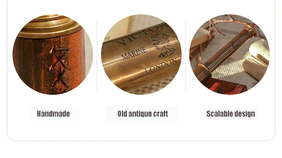 Retro Brass Monocular Telescope Study Desktop Ornaments Home Decoration Model Room Shooting Window Display Handmade Telescope