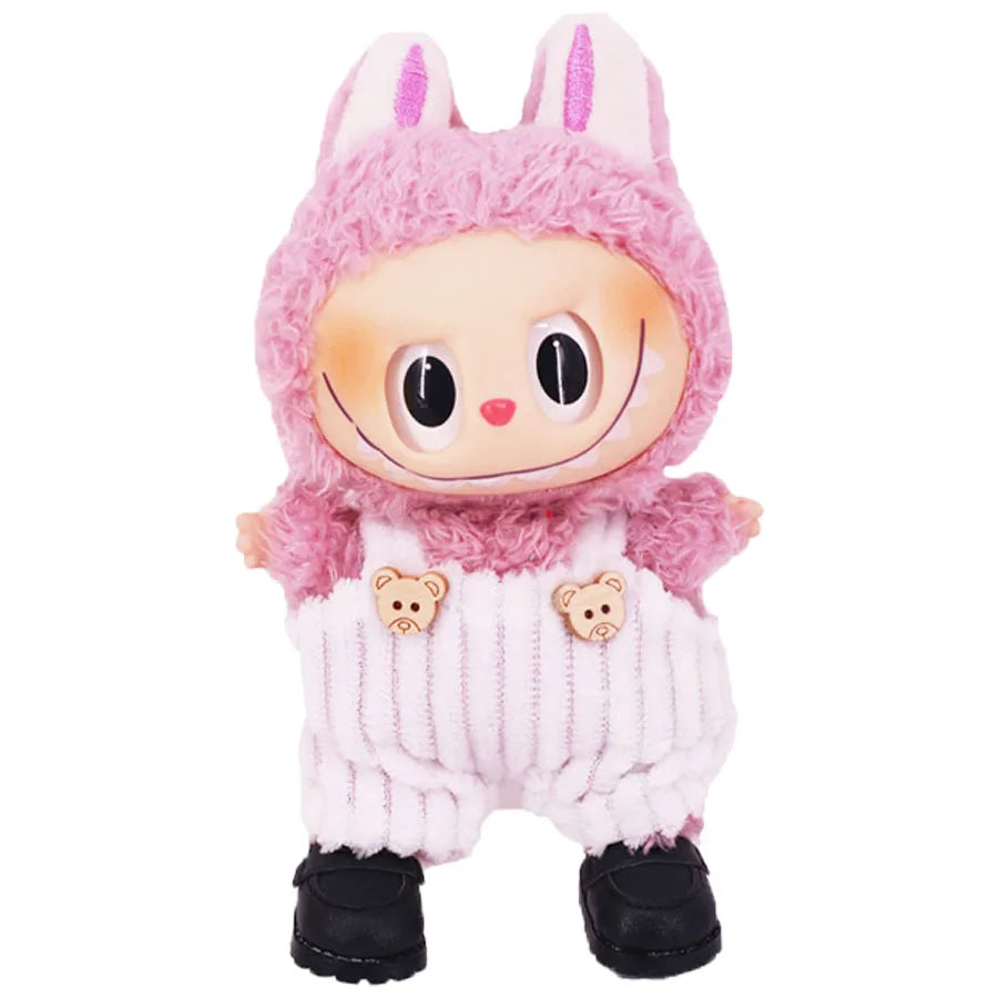 For 17Cm Plush Doll Labubu Clothes Accessories Pants Skirts Cute Overall Doll Shoes Leather Shoes Martin Boots Holiday Gifts