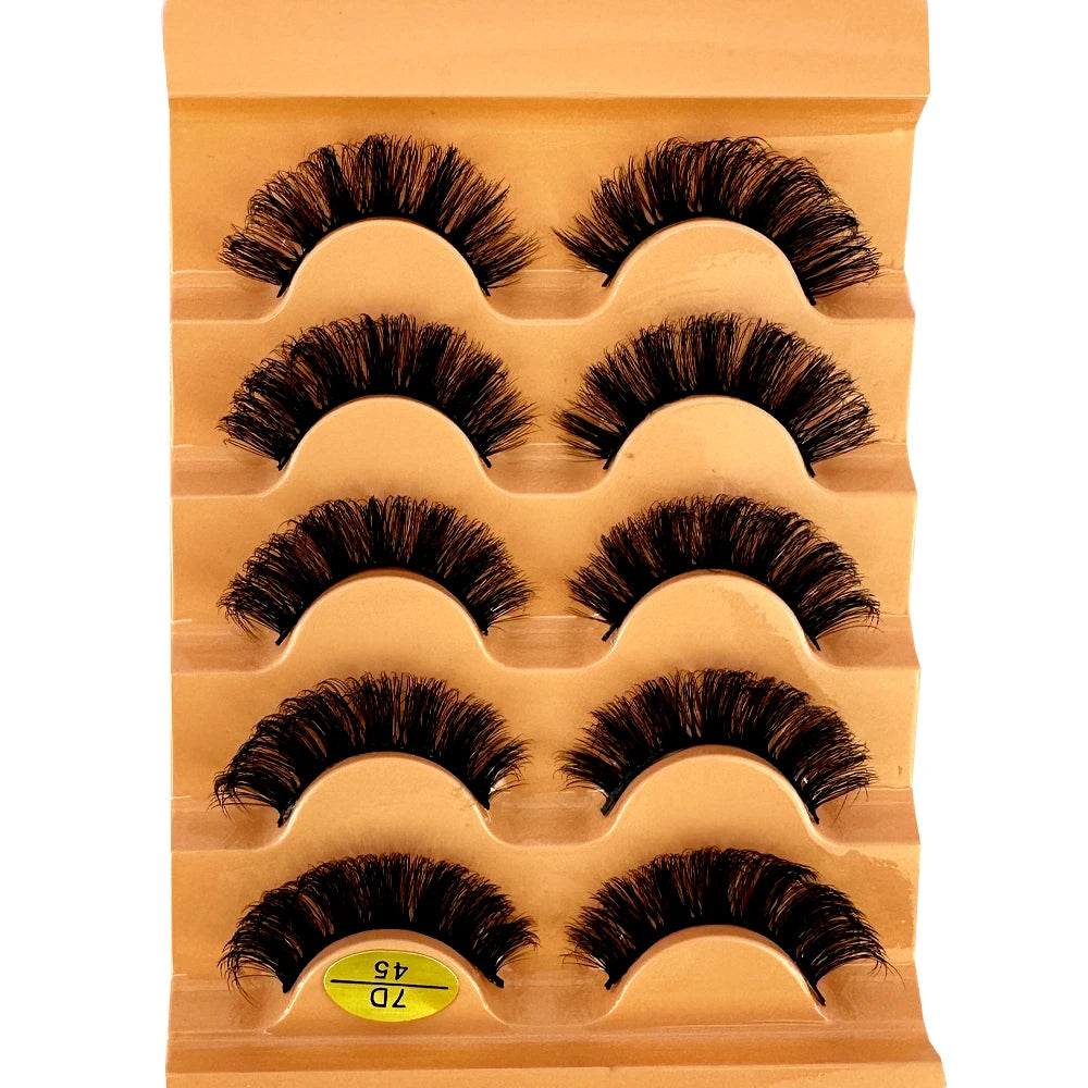 Cat Eye Eyelashes 3D Natural False Lashes D Curl Fluffy Soft Cross 5 Pairs Manga Lashes Wispy Natural Eyelash Extension Makeup