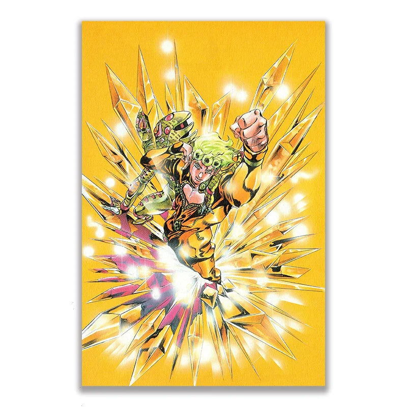 Anime JOJO Bizarre Adventure Retro Poster Canvas Wall Art Printing Waterproof Home Living Bed Room Bar Hallway Aesthetic Decor