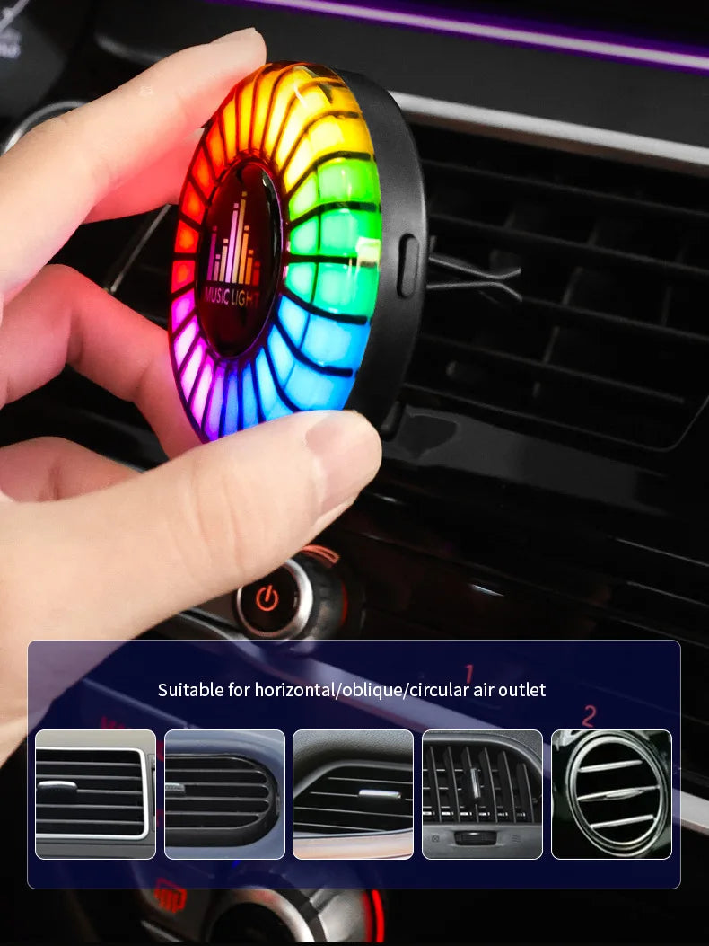 2 in 1 Smart RGB Pickup Lights LED 3D Ambient Lamp Sound Control Music Rhythm Lights Air Freshener for Car Gaming TV Creative