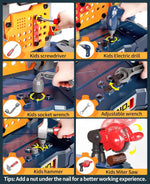 Kids Tool Bench with Realistic and Electric Drill, Construction Workbench Toys for Toddlers 3-5, Toddler Bench Set for Age 3-4