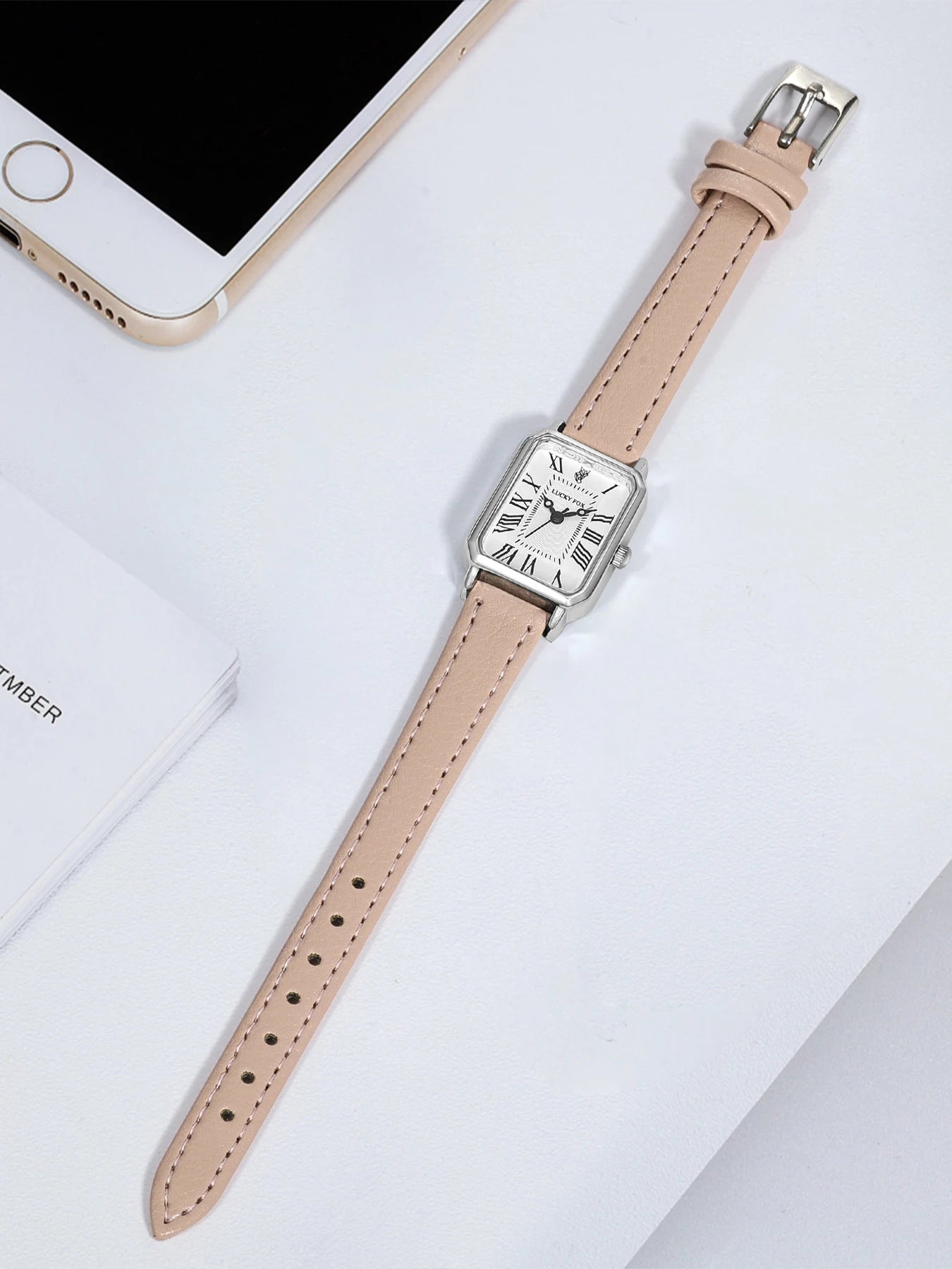 Fashion Rectangle Quartz Wrist Watch for Women Luxury Brand Roman Dial Leather Strap  Ladies Watches Clock