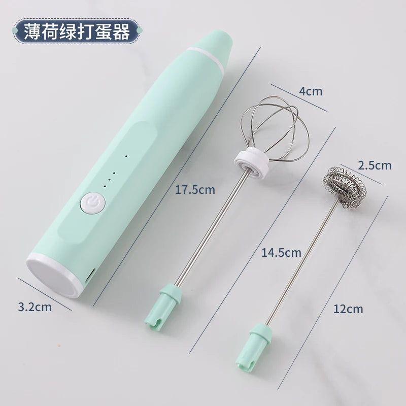 Portable egg beater, handheld milk frother, rechargeable coffee machine, 3-speed cake cream maker, household kitchen food mixer