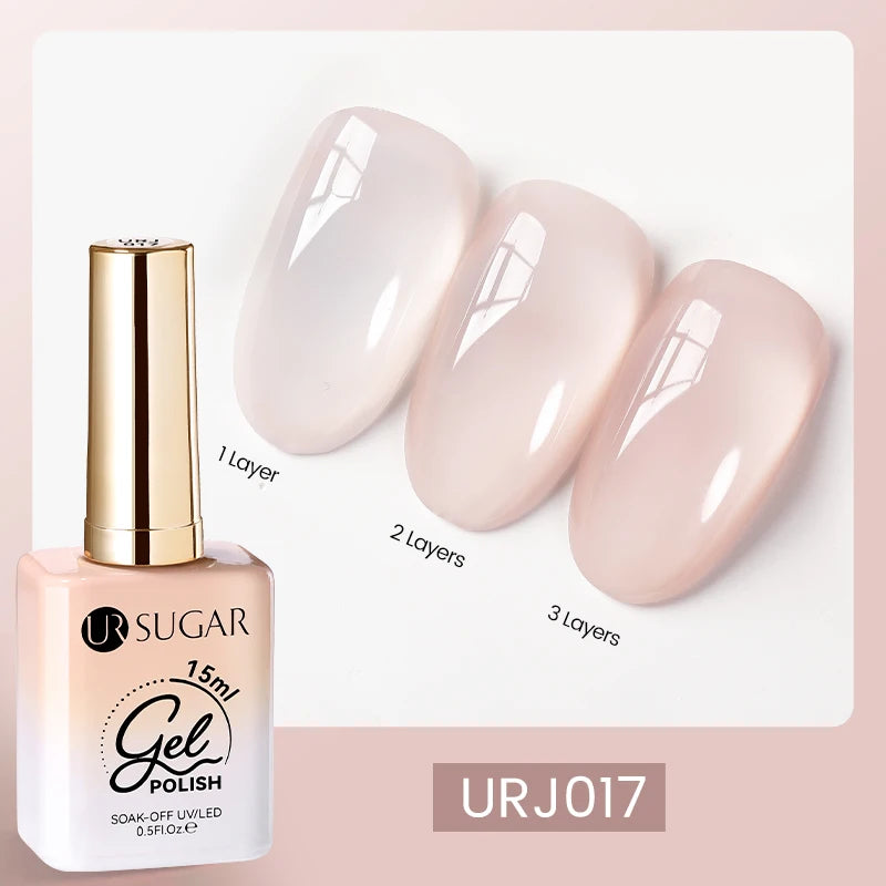 UR SUGAR 15ml Blood Red Jelly Gel Nail Polish Translucent Color Crystal Nude Gel Nail Art Varnish For Fall Winter Manicure