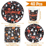 Halloween Disposable Tableware Halloween Party Decoration Spooky Pumpkin Paper Plates Napkins Cups Trick or Treat Party Supplies