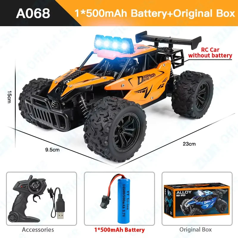 ZWN 1:16 20KM/H RC Car With LED Light 2.4G High Speed Off-Road Climbing 2WD Remote Control Car Toy Gifts for Boys Girls Kids