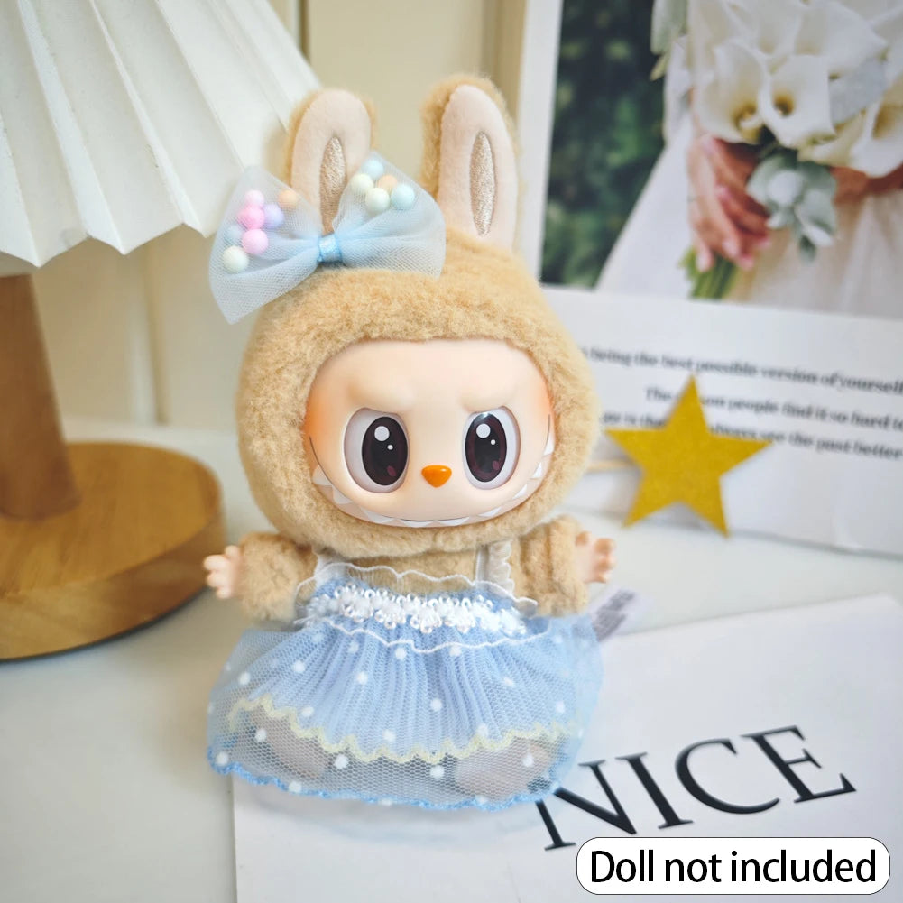 For 17cm Labubu V2 V1 Purple Dress Doll Clothes Outfit Accessories Idol Doll Clothing for Kid Gift Labubu Ropa