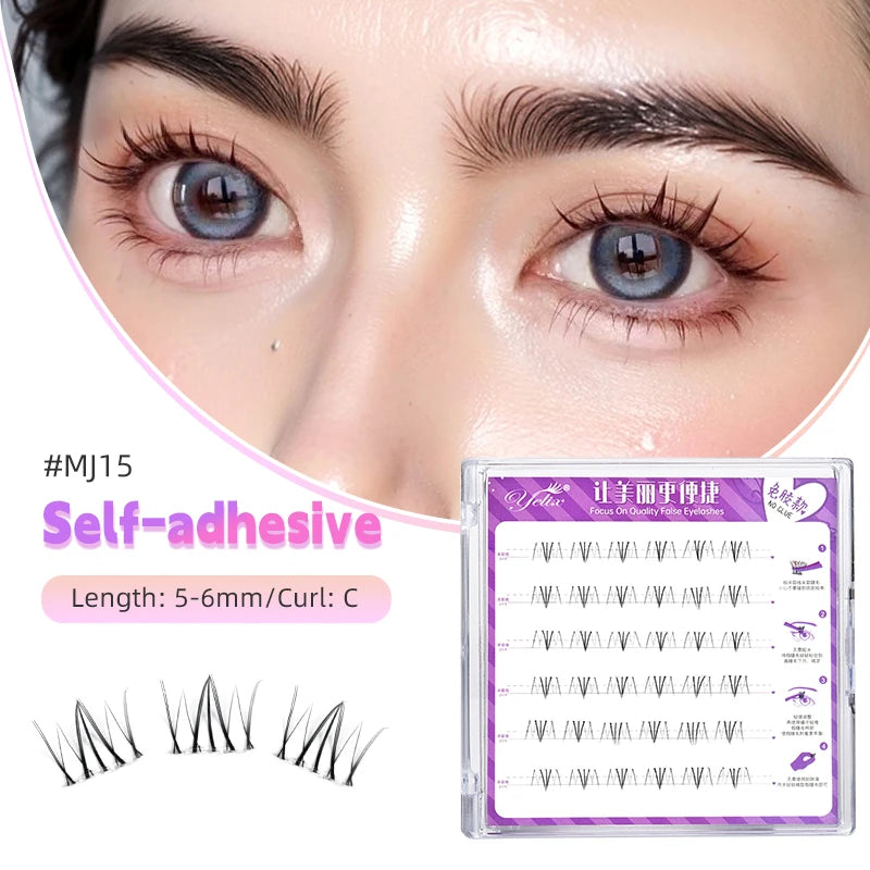 Yelix large capacity Self-Adhesive Eyelashes No Glue Fake Lashes Extensions Reusable for Makeup Soft Mink Eyelashes