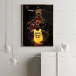 1PC L-LeBron J-James Poster Self-adhesive Art Waterproof Paper Sticker Coffee House Bar Room Wall Decor