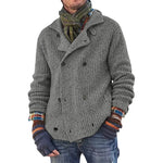 Men Sweater Coat Spring Solid Color Cardigan Straight Knit Coat Male Casual Long Sleeve Double Breasted Turn-down Collar Sweater