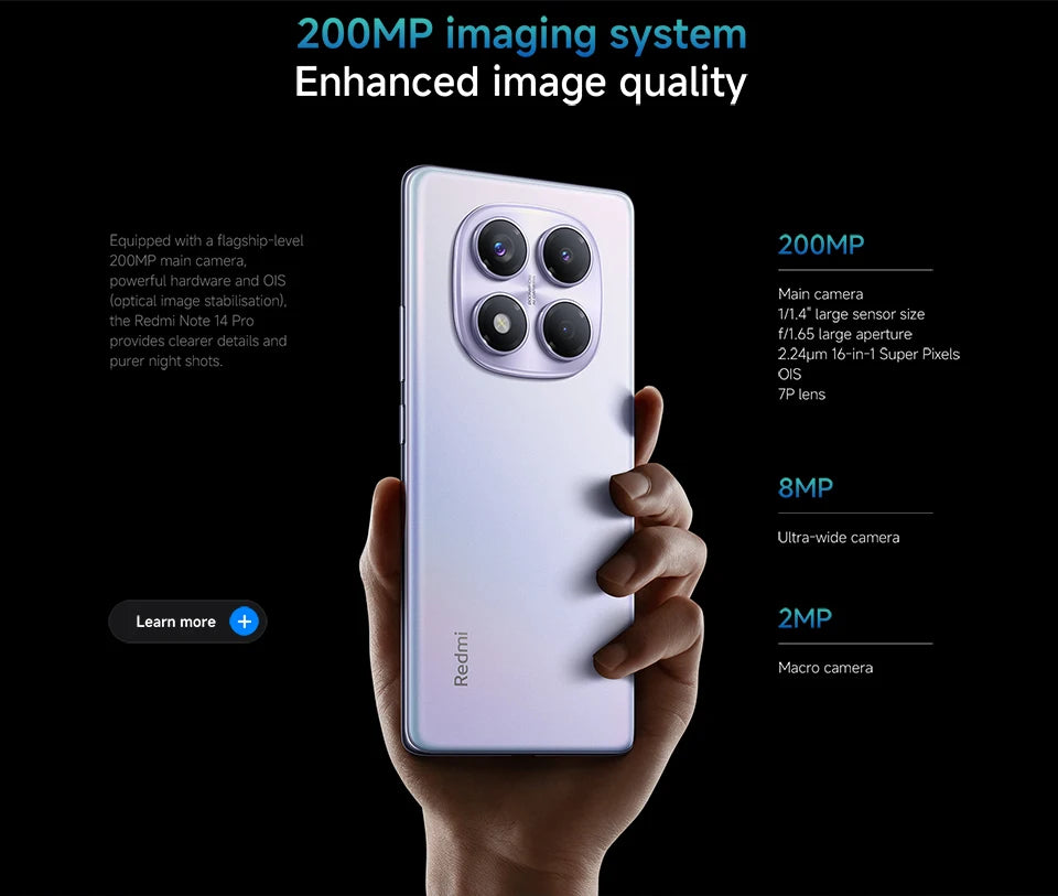 Global Version Xiaomi Redmi Note 14 Pro 4G Smartphone 200MP AI Camera MediaTek Helio G100-Ultra 6.67