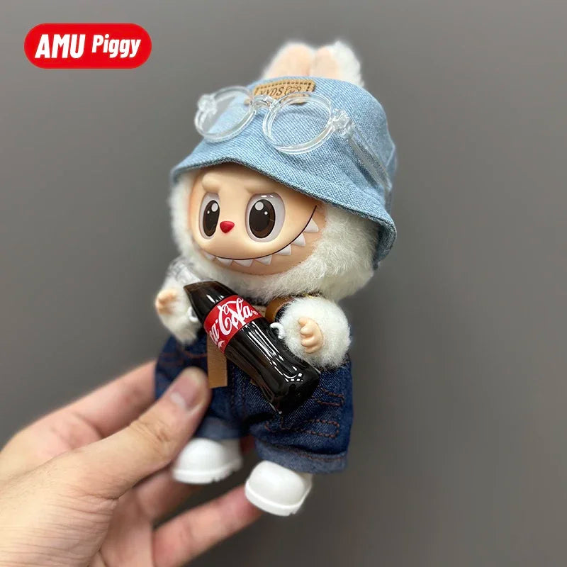 Clothes for Clothes Doll DIY Accessories Pull Cloth Cola Happiness Factor Labubu Clothes Set Doll Outfit Have Shoes