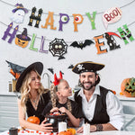 2025 Halloween Party Banner Hanging Pendants Bat Pumpkin Paper Garland Trick or Treat Happy Halloween Decoration Supplies Home