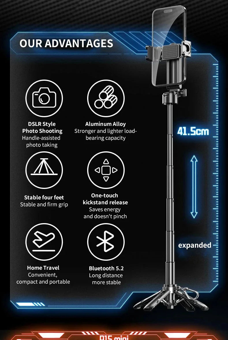 Draagbare telescopische multifunctionele statief telefoon selfie stick