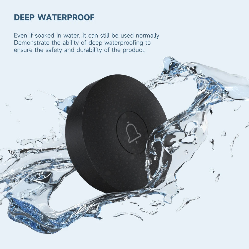 Circular Black Self Powered Wireless Doorbell AC 110v 220v US/EU Plug With 60 Rings Waterproof Long-Distance Kinetic Door Bell