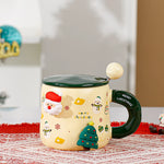 Christmas-themed mugs with magnetic accessories and LIDS, cute ceramic cups, women, couples, office coffee cups