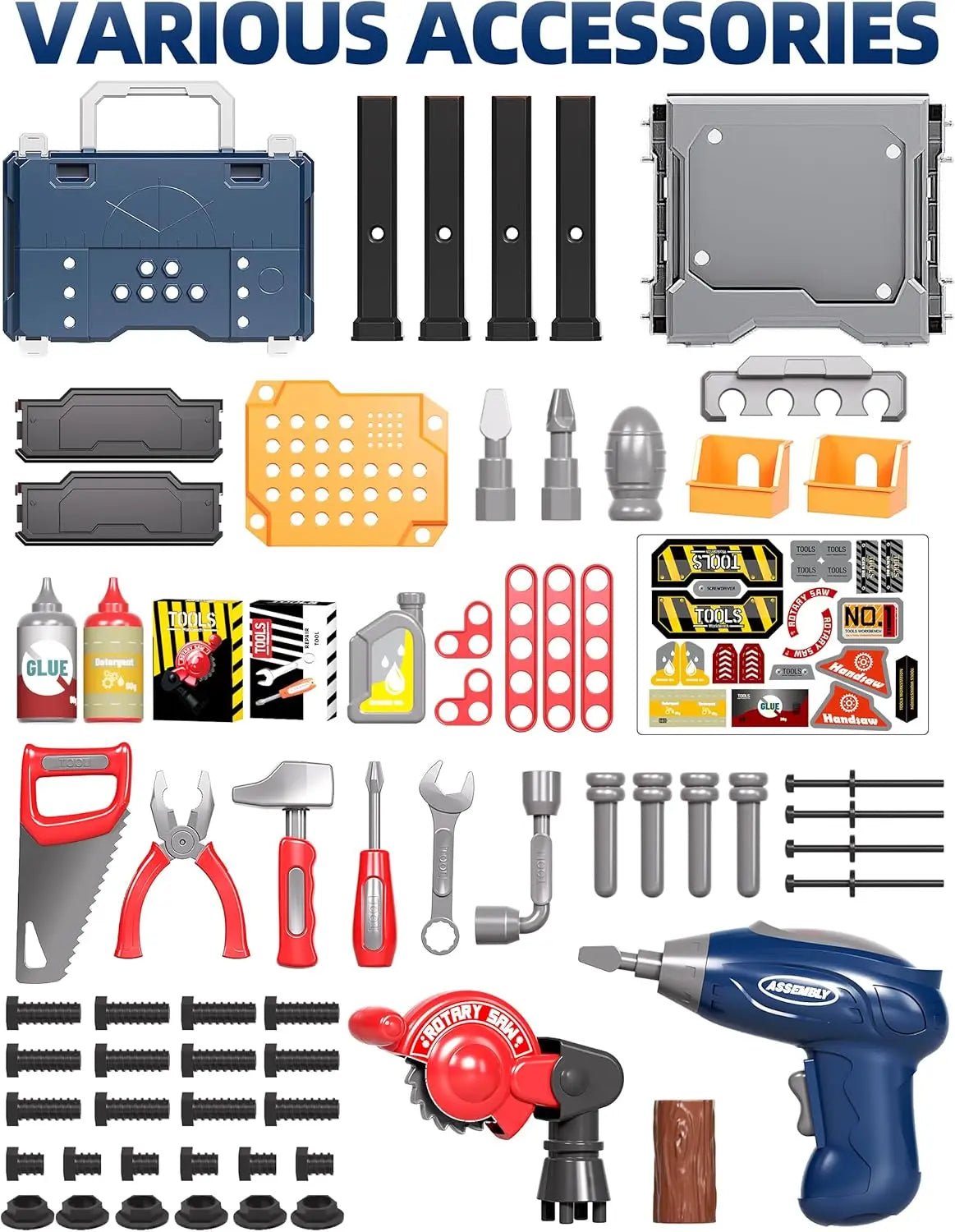 Kids Tool Bench with Realistic and Electric Drill, Construction Workbench Toys for Toddlers 3-5, Toddler Bench Set for Age 3-4