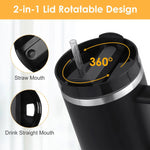 1200ml Stainless Steel Insulated Straw Water Bottle Thermal Coffee Car Cup 40oz Cold Hot Mug Vacuum Flask with Handle for Travel