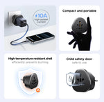 UGREEN Universal Travel Adapter Extension Socket EU/US/UK Plug Converter Multi-Country Power Adaptor for EU US UK KR RU Outlets