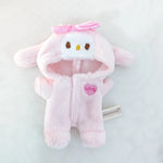 Cute Doll Accessories Clothes Onesie For 17cm Labubu V1V2 Mini Dolls Clothing Kids Gift Bags For Dolls Hairy Rabbit Bodysuit Set