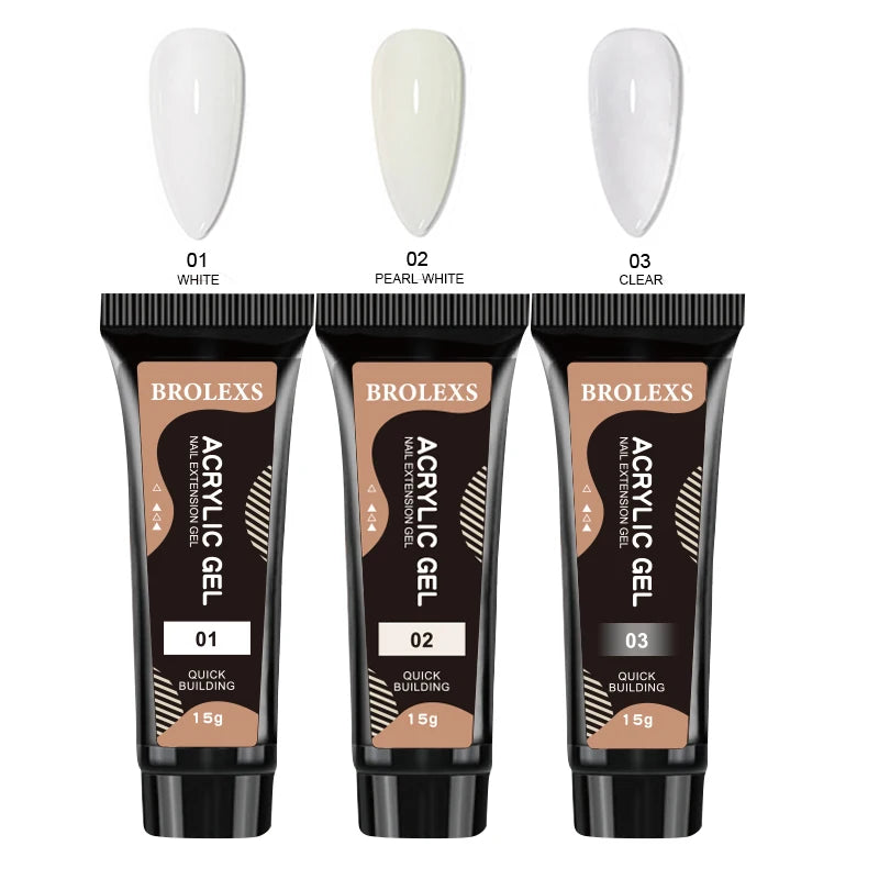 15ml Poly Nail Gel Set ,Pure Color Acrylic Extension Gel ,Quick Crystal Builder Nail Gel for Art Design ,Extend Nail Fingertips