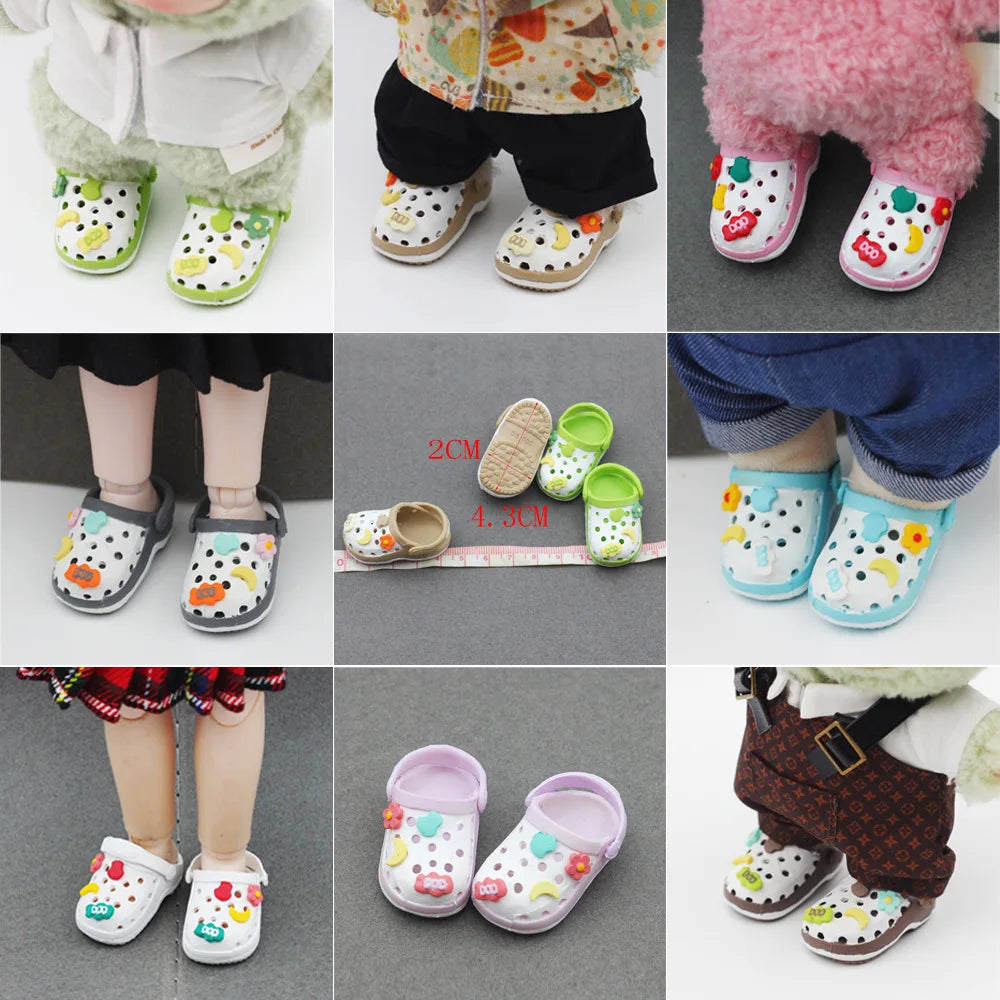 labubu Doll Slippers Shoes (4.3*2.0cm) for Labubu Macaron bao-ao bao ao &15cm EXO Plush Doll & 1/6