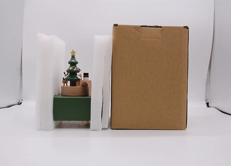 Creative Wooden Christmas Deer  Snowman Train  Music Box Handmade  Carousel Toy  Decoration Gift For Kids
