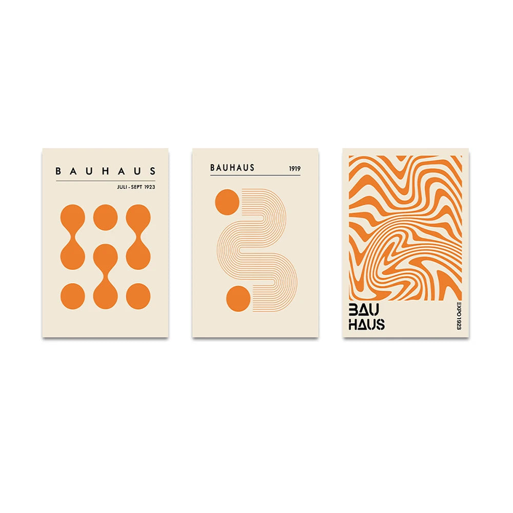 Unframed Orange Bauhaus Art Print Canvas Painting Abstract Minimalist Geometric Exhibition Poster Wall Art Home Decor