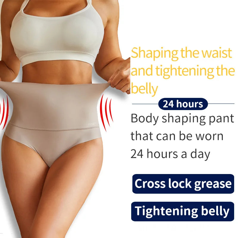 Set Seamless Ice Silk Shapewear Panties for Women, High Waist Slimming Briefs, Elastic Butt Lifter Underwear, Large Size