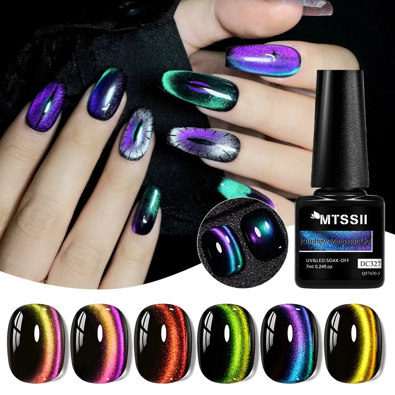 Rainbow Cat Magnetic Gel Nail Polish Starry Chameleon Galaxy Effect Semi Permanent UV Gel Varnish Soak Off Nail Supplies DIY