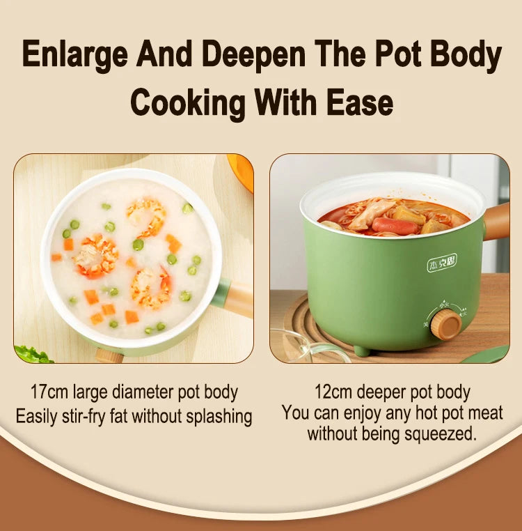 Electric Cooker Kitchen Appliance Double Layer Home for Hot Pot Cooking Soup Heater Multifunction Cooker Mini Non-stick Pan Pots