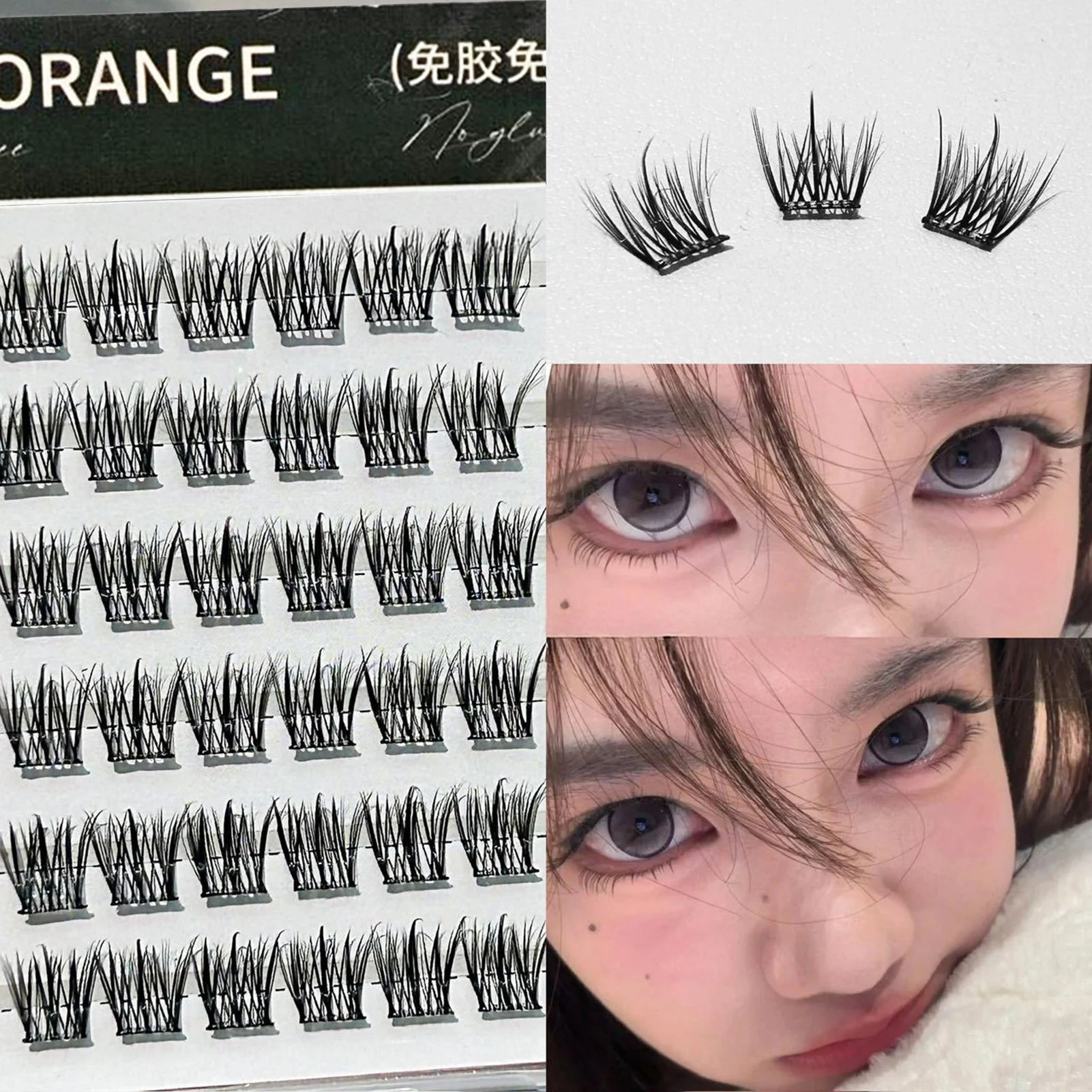 Self Adhesive Individual Eyelashes No Glue Needed Fluffy Cluster Eyelash Korean Fashion Manga Lash Extension for Daily Makeup