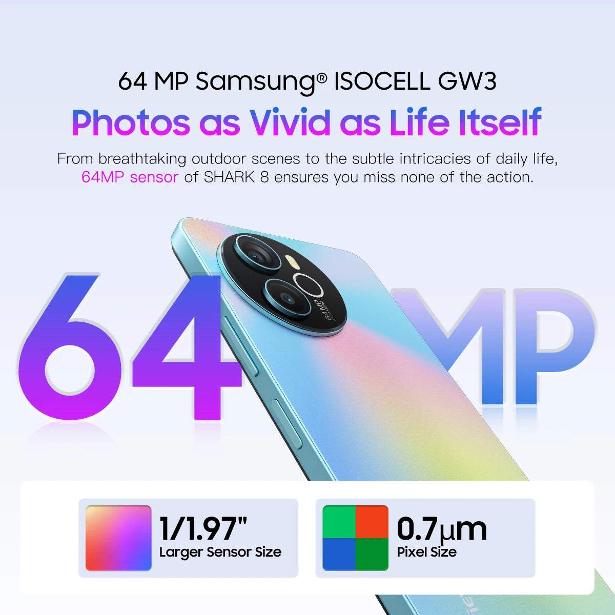 Blackview SHARK 8 Smartphone Android13 G99 Mobile Phone 6.78'' 120Hz 2.4K Display 16 (8+8) GB RAM 256GB ROM 64MP Cameras Phones