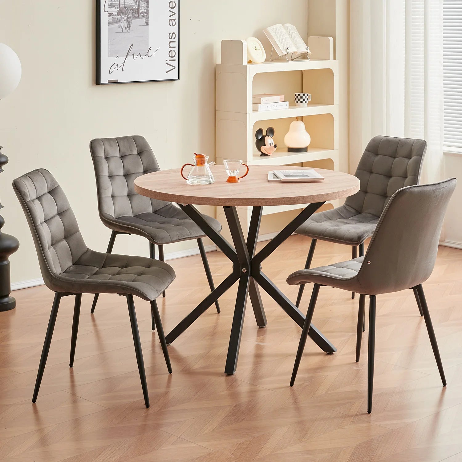 Set of 4 Velvet Dining Chairs Metal Legs Modern Comfortable Chair for Kitchen Bedroom Living Room Home Furniture