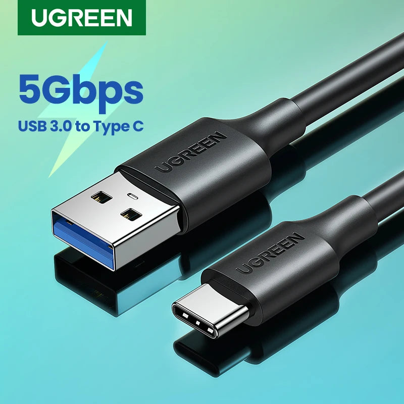 UGREEN USB C Cable 5Gbps USB3.0 A to USB C for iPhone 17 16 15 iPad Samsung S25 S24 for Switch M2 SSD NVME USB3.0 Data 18W Cable