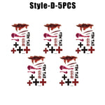 Horror Realistic Fake Bloody Wound Stitch Scar Scab Waterproof Temporary Tattoo Sticker Halloween Masquerade Prank Makeup Props