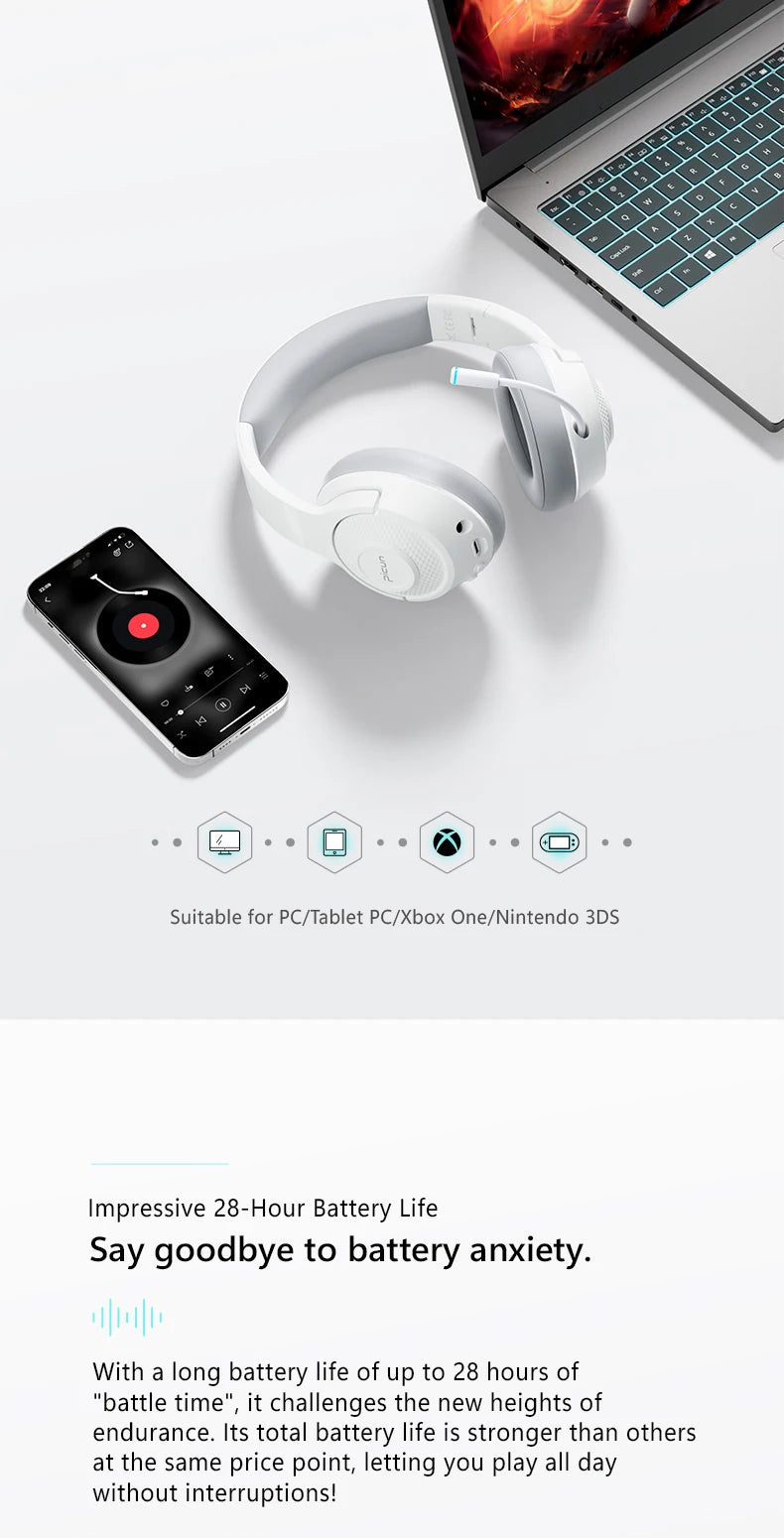 Picun BG 01 Gaming Wireless Headphone Mic OverEar Earphones 0.045s Low Latency Bluetooth 5.3 40mm Driver Wireless Cable Headset