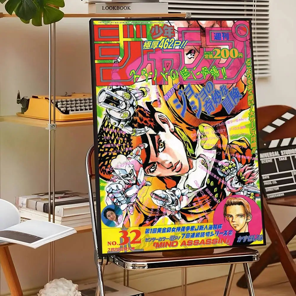Anime J-JoJo Bizarre Adventure Poster Sticky Wall Art Printing Waterproof Home Living Bed Room Bar Aesthetic Decor