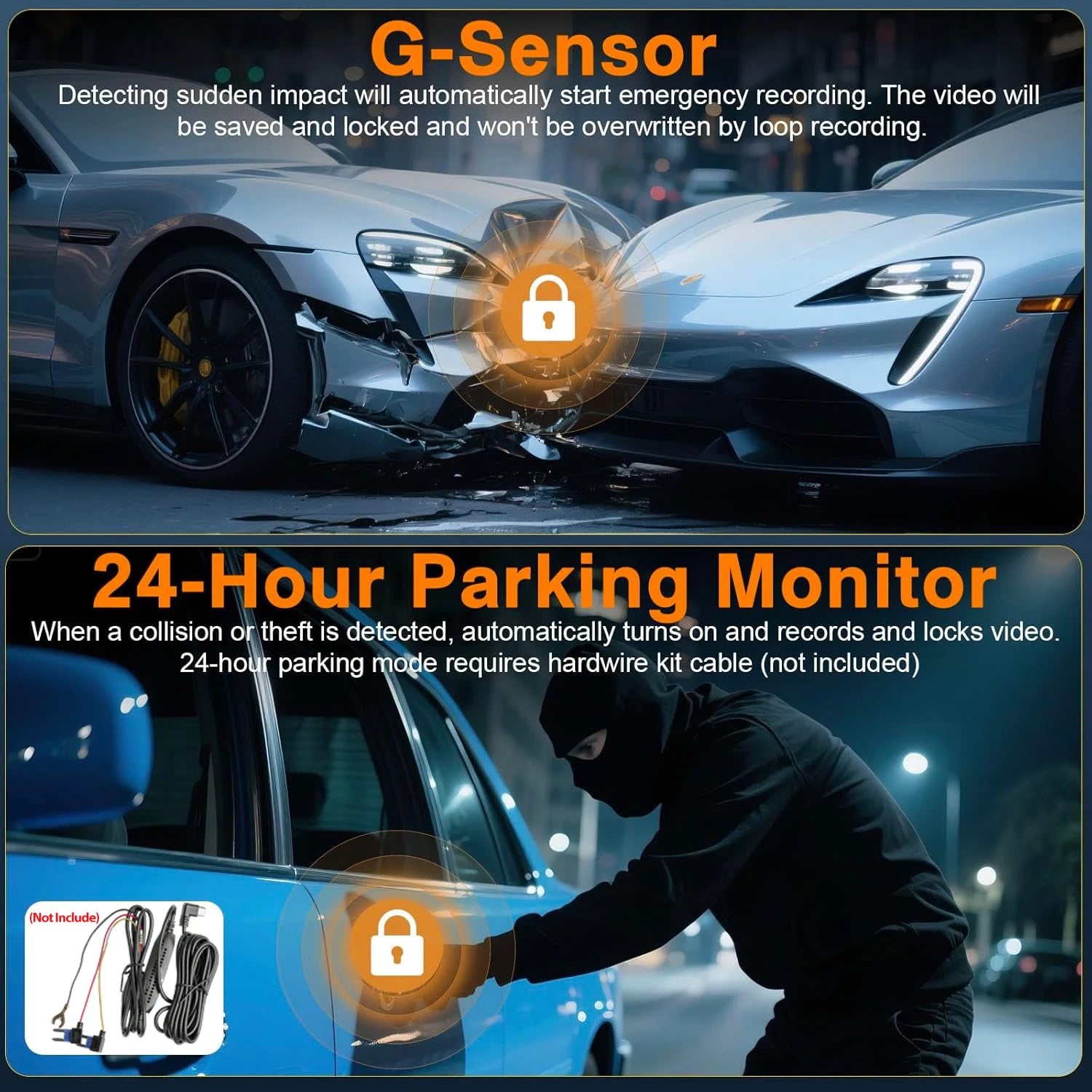 4K+2K Front and Rear Dash Cam Built-in WiFi 3 Inch IPS Car Video Camera WDR Night Vision G-Sensor 24H Parking Mode APP Control