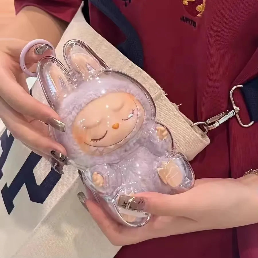 Transparent Cover For LABUBU Clear Macaron Protector Case Dust Sitting Case Popmart Bubble Mart Doll Accessories