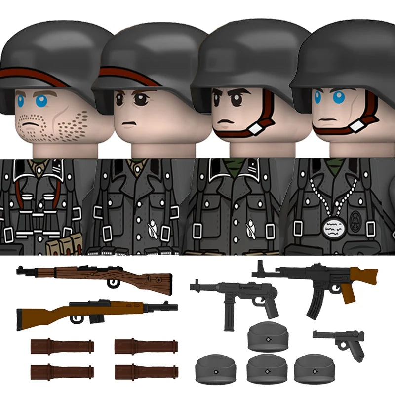 Military WW2 German Navy Armored Troops Building Blocks US 101st Britain Soviet Union Soldiers Infantry Weapons Bricks Toys Kids