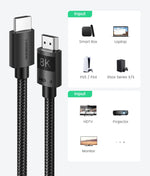 UGREEN HDMI-Compatible 2.1 Cable Ultra High-speed 8K/60Hz 4K/120Hz for Xiaomi Mi Box PS5 Splitter Cable Dolby Vision 48Gbps