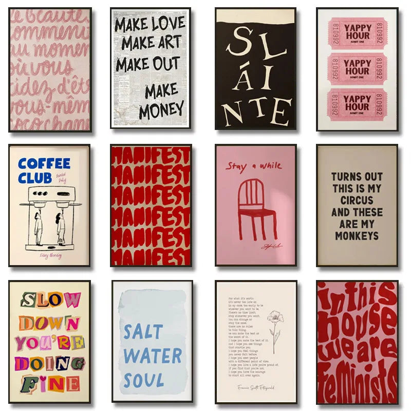 Simple Trendy Text Printing Poster, Simple Canvas Wall Decoration, Modern Art Home Decoration, Living Room Decoration