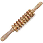 9 Rollers Wooden Handheld Massager Roller Stick for Trigger Point, Anti-Cellulite, Body Muscle Pain Relief