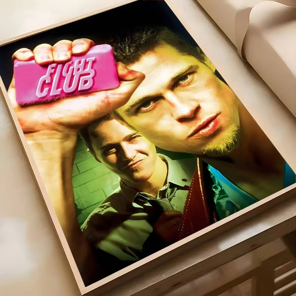 Movie Sticky Fight Club Poster High-definition art sticker Self adhesive waterproof home decoration for living room
