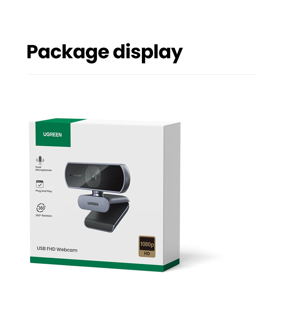 UGREEN USB Webcam 2K HD Mini Webcam For Laptop Computer Web Camera Dual Microphones for Youtube Zoom Video Calling 30fps web cam