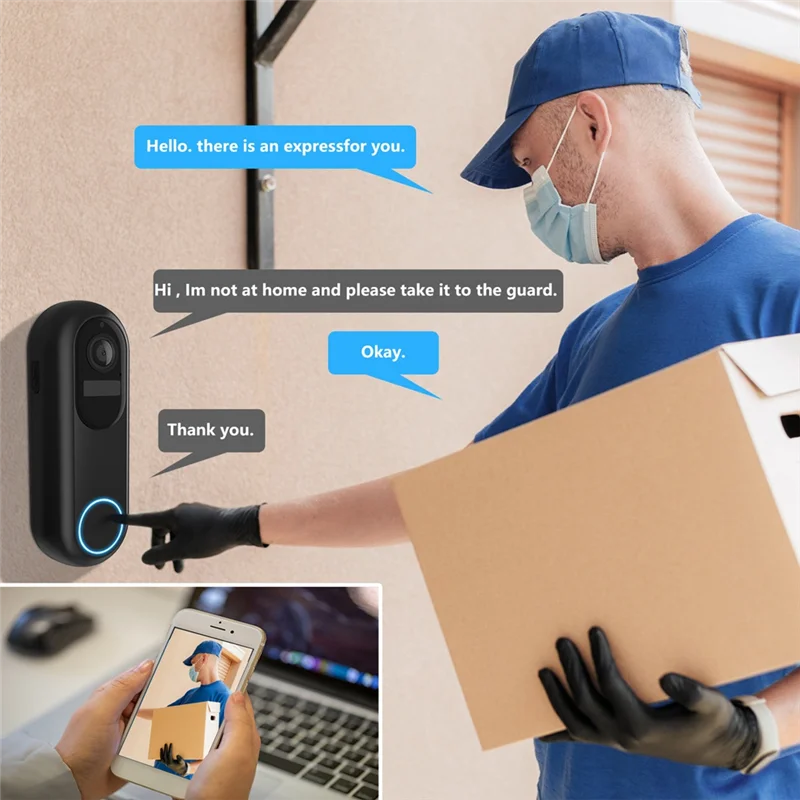 A99E-1080P Smart Wireless Video Doorbell Camera Wireless Smart Video Doorbell With Chime Two-Way Talk Night Vision